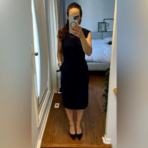 J Crew wool navy blue shift dress